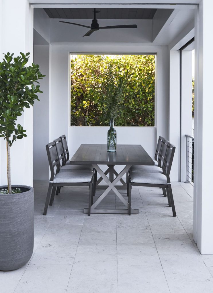 Outdoor dining area custom home