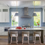 Custom kitchen Naples Florida classic white cabinet blue tile backsplash